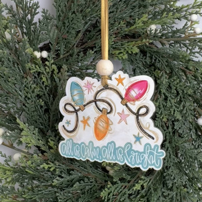 Retro Christmas Lights "All Is Calm" Ornament | Handcrafted Mississippi Holiday Keepsake