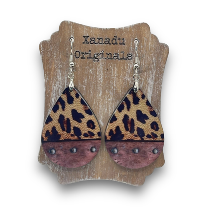 Faux Leather Leopard Teardrop Earrings