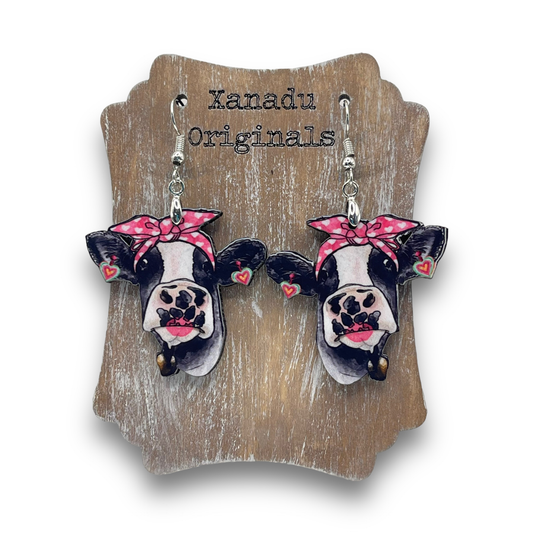 Lipstick Cow Shaped Earrings