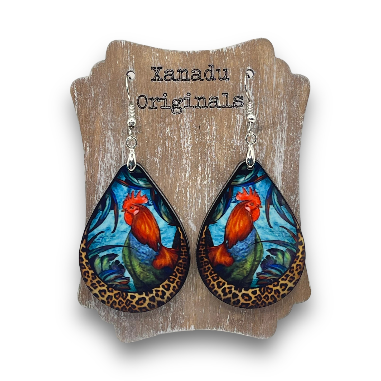 Morning Rooster Teardrop Earrings