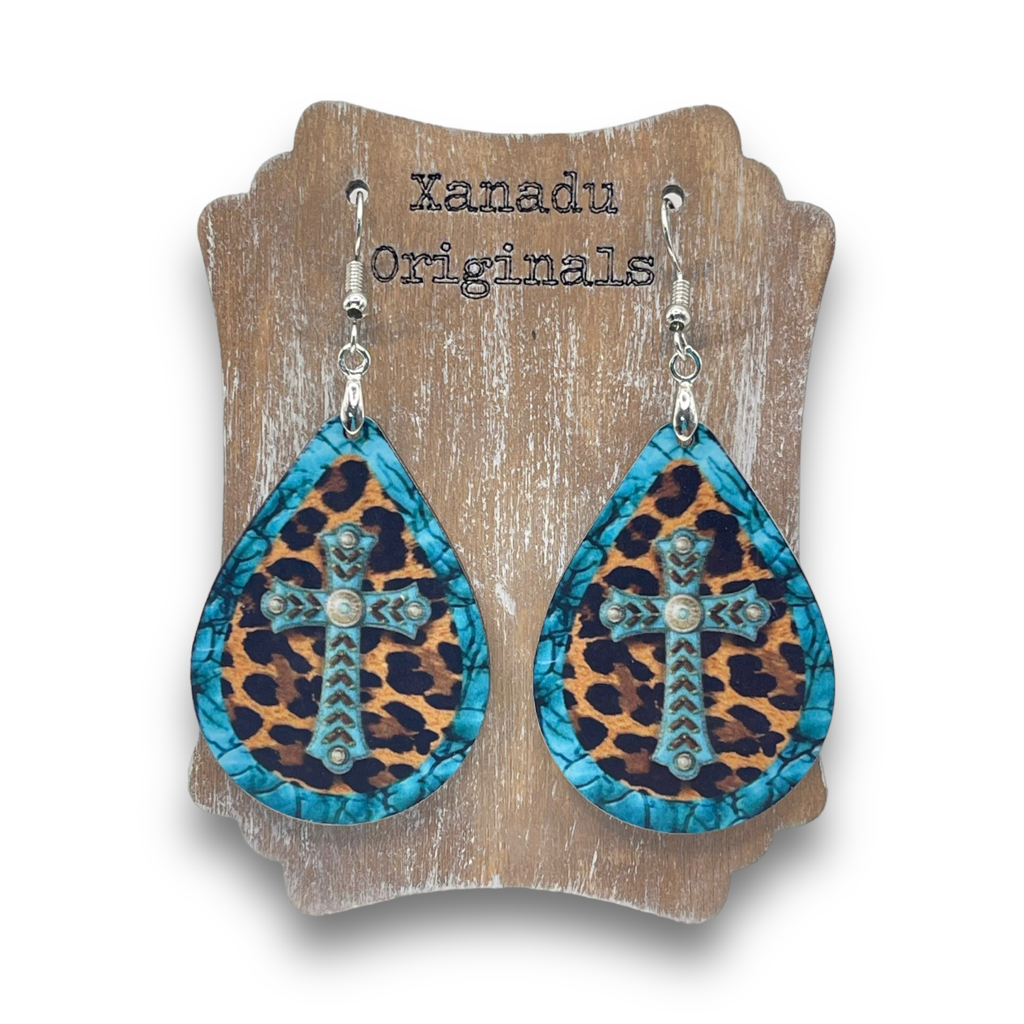 Turquoise Cross Teardrop Earrings