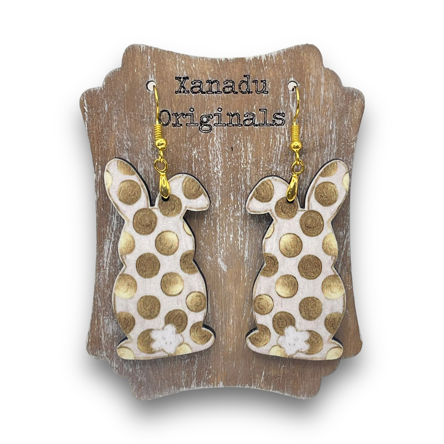 Golden Dot Bunny Earrings