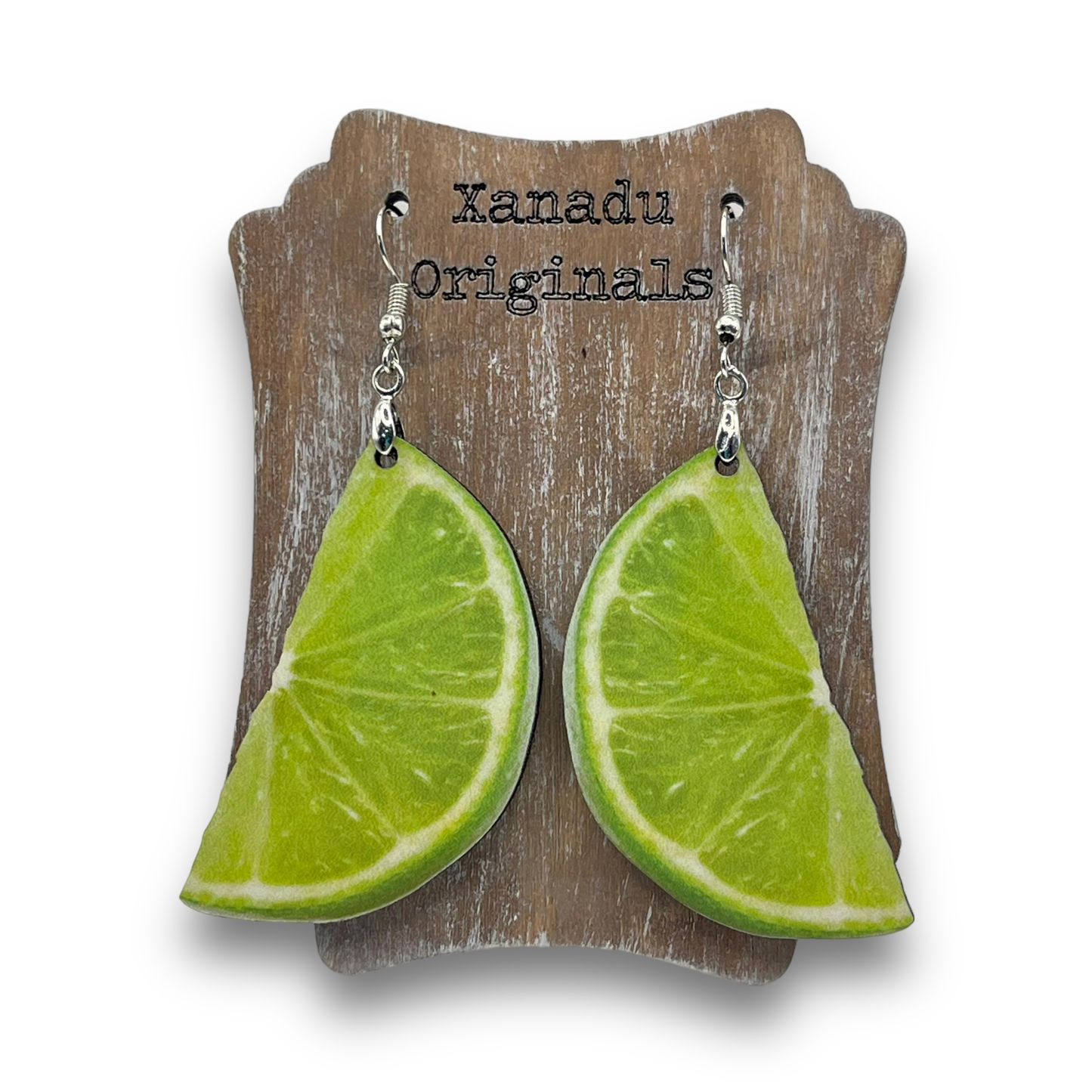 Lime Slice Shaped Teardrop Earrings