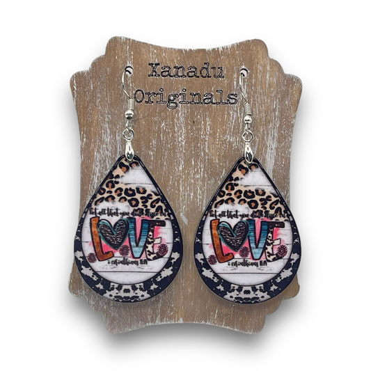 Love Shiplap Teardrop Shaped Earrings