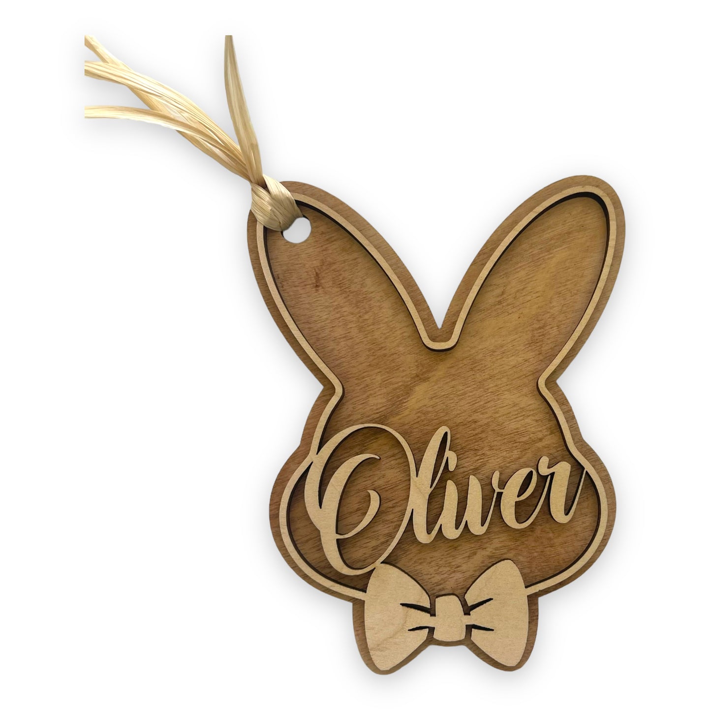 Custom Name Easter Bunny Wood Ornament