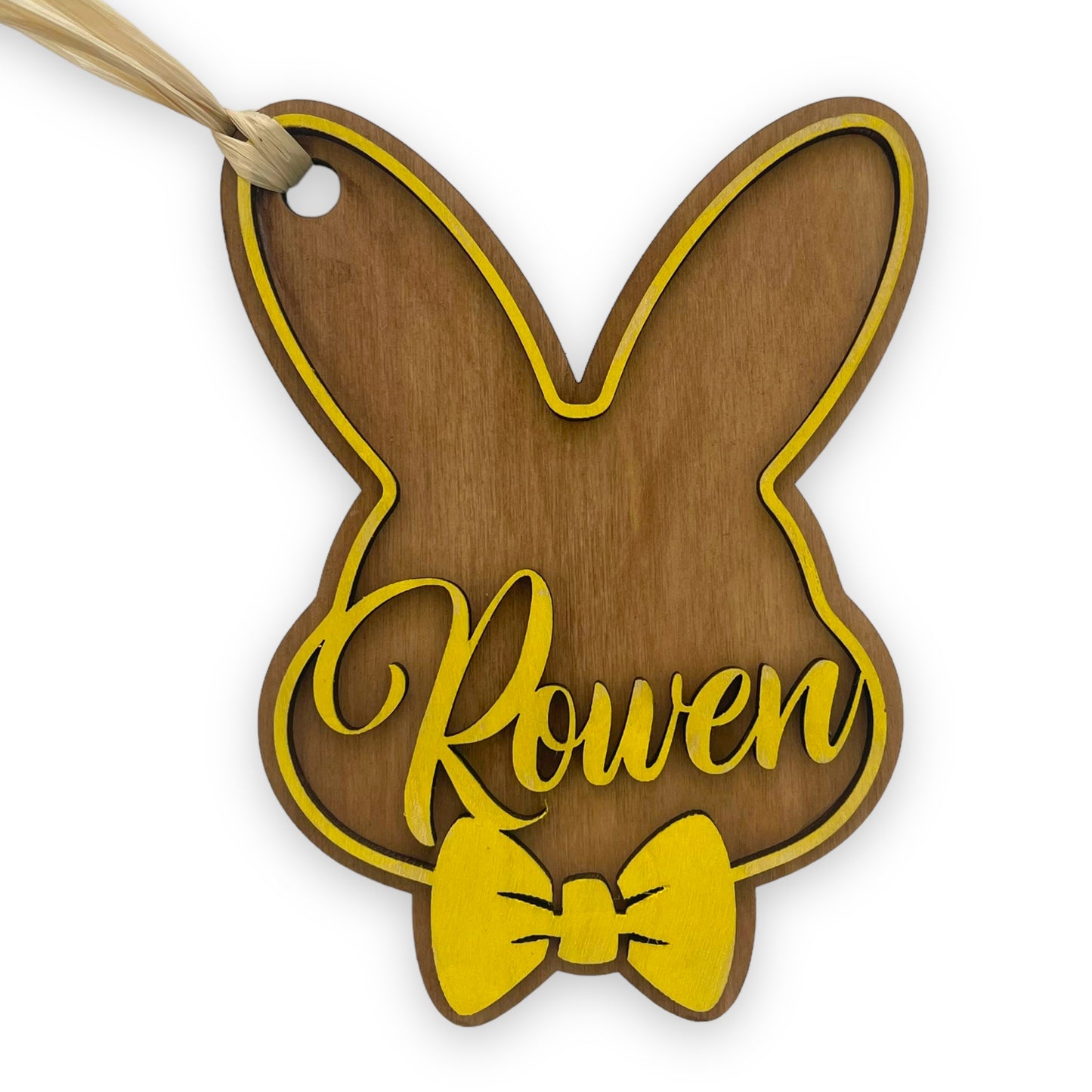 Custom Name Easter Bunny Wood Ornament