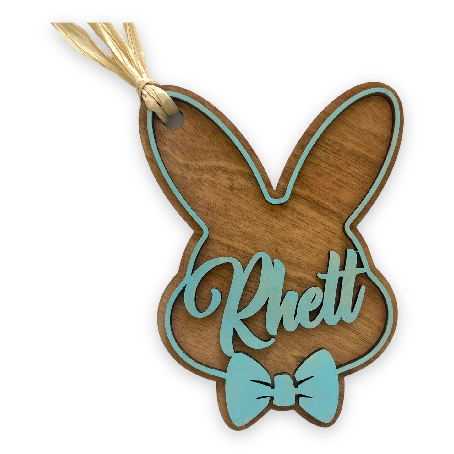 Custom Name Easter Bunny Wood Ornament