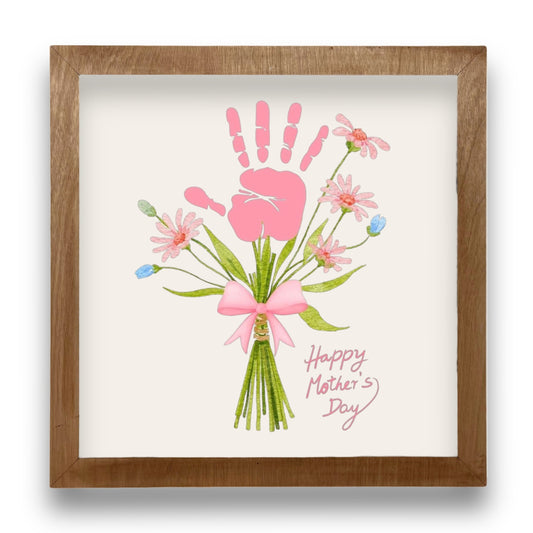 Mothers Day Custom Framed Handprint Flower Art