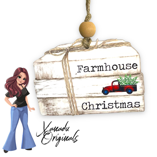 Farmhouse Christmas Book-stack Ornament