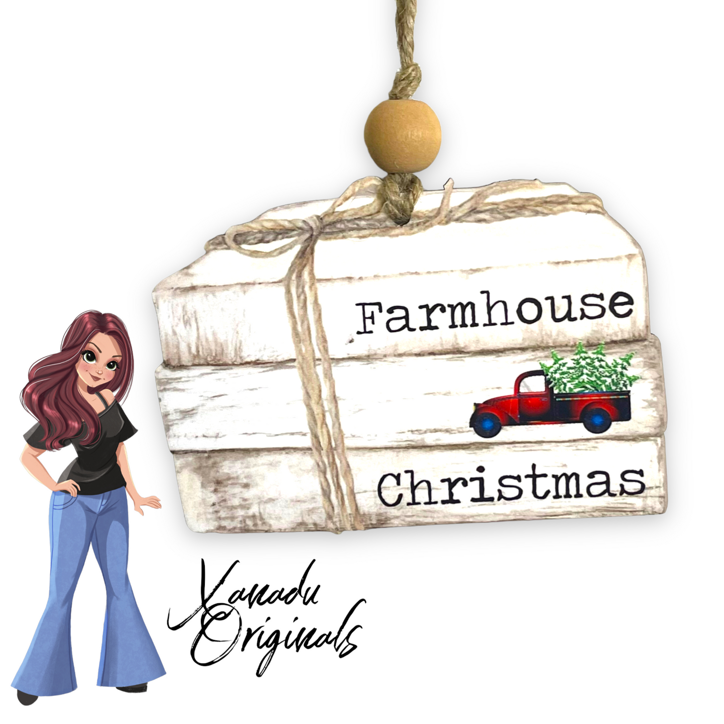 Farmhouse Christmas Book-stack Ornament