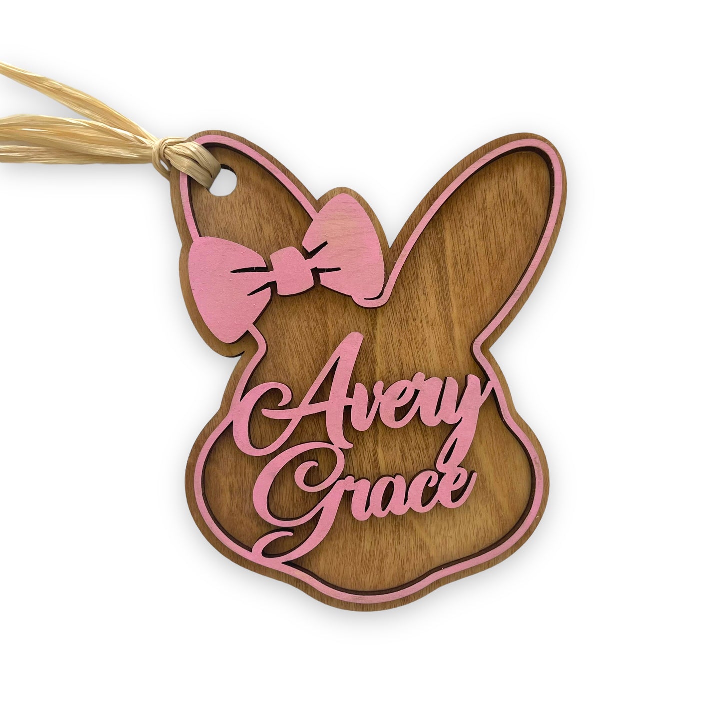 Custom Name Easter Bunny Wood Ornament