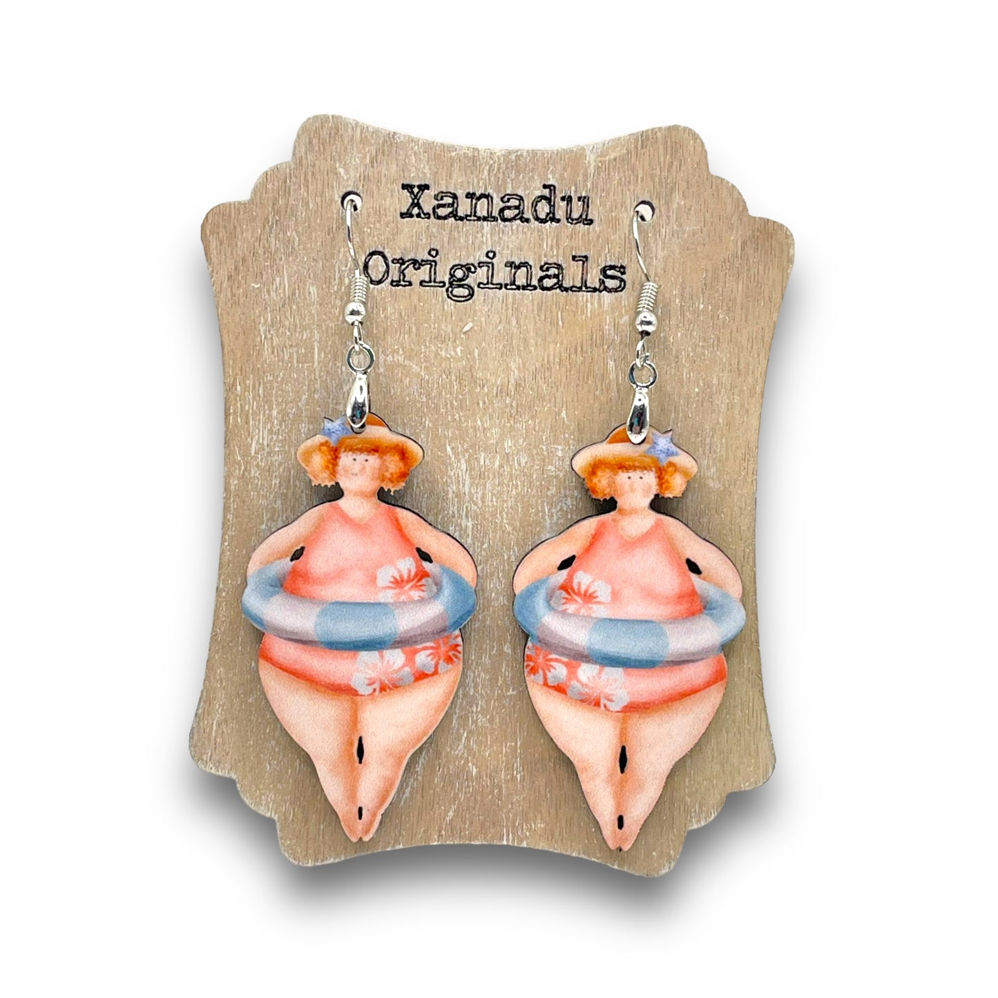 Pink Swimsuit Tube Earrings